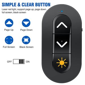 KICKDOT Presentation Clicker Remote with Red Laser Pointer, Finger Ring Powerpoint Clicker Rechargeable, RF 2.4GHz Wireless Presenter Slideshow Clicker for Powerpoint/Presentation/Google Slides/Mac/PC