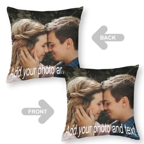 jemite Custom Pillows with Picture Personalized Pillow with Photo, Personalized Gifts for Birthday Christmas Halloween Fathers Mothers Valentines Day (2 PCS)