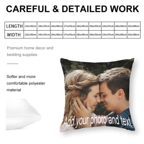 jemite Custom Pillows with Picture Personalized Pillow with Photo, Personalized Gifts for Birthday Christmas Halloween Fathers Mothers Valentines Day (2 PCS)