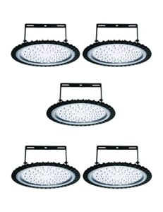 papasbox 5 pack 200w ufo led highbay lights - 20000lm 6500k daylight white hyper bright ultra-thin highbay lights 110v waterproof ip65 bay lighting for garage warehouse workshop factory