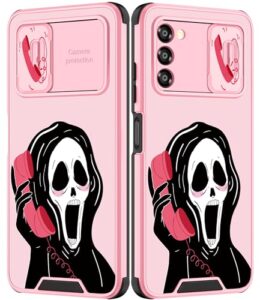 goocrux for samsung galaxy a03s case skeleton for women girls cute skull girly phone cover gothic design aesthetic with slide camera cover funny cool cases for galaxy a03s 5g 6.5''