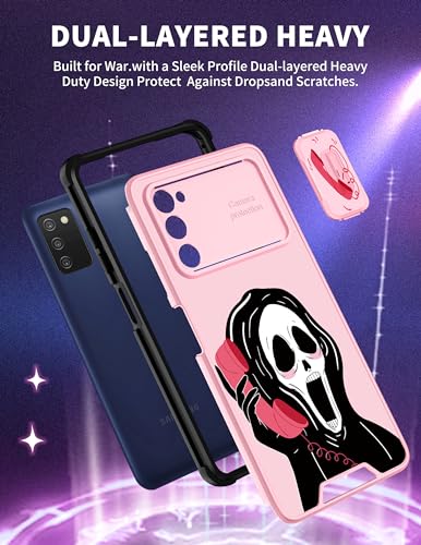 Goocrux for Samsung Galaxy A03S Case Skeleton for Women Girls Cute Skull Girly Phone Cover Gothic Design Aesthetic with Slide Camera Cover Funny Cool Cases for Galaxy A03S 5G 6.5''
