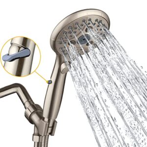 Bundled products of SunCleanse Brushed Nickel Shower Head, 7 Settings Hand held Shower with ON/OFF Pause Switch,and Toilet Paper Stand