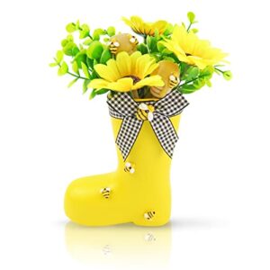 bee resin boot decor bumble bee tiered tray arrangement honey dippers sunflower spring summer yellow farmhouse display