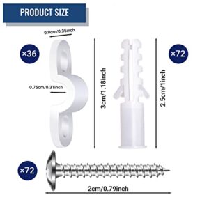 36 Pack Wire Shelf Loop Clips White Plastic Down Wall Cable Clips White Shelves Clips Screws and Expansion Tubes for Wire Shelving