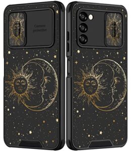 goocrux for samsung galaxy a03s case sun and moon stars for girls women cute space girly phone cover fashion gold print unique design with slide camera cover aesthetic cases for galaxy a03s 5g 6.5''