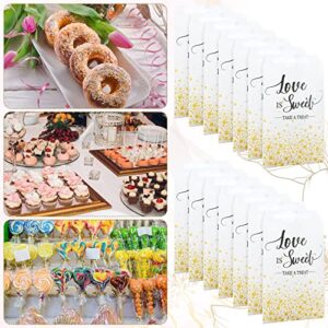 300 Pcs Wedding Favor Candy Buffet Bags 5 x 7 Inch Self Adhesive Wedding Treat Bags Love Is Sweet Take a Treat Individual Cookie Bags with Gold Dots Kraft Paper Gift Wrap Bags for Bridal Shower Party