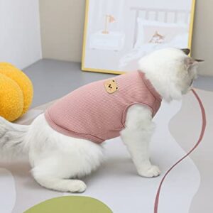 Milumia Pet Cute Outfits for Small Medium Dogs Cats Clothes Bear Patched Dog T Shirts Pink Medium