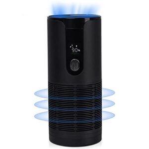 sismel mini air purifier for car,silent rechargeable portable air purifier lonizer with display screen,air purifier with hepa filter,for car,home,and office(black)