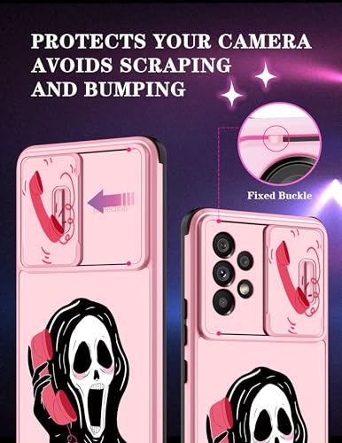 Goocrux for Samsung Galaxy A53 5G Case Skeleton for Women Girls Cute Skull Girly Phone Cover Gothic Design Aesthetic with Slide Camera Cover Funny Cool Cases for Galaxy A53 6.5''