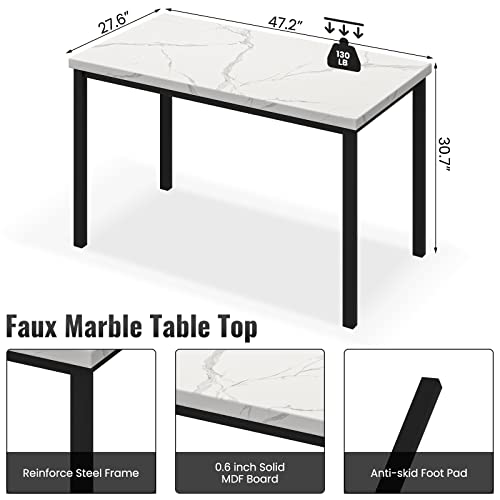 tantohom Dining Table Set for 4, Modern Kitchen Table and Chairs for 4, Home Furniture Dining Room Table Set with Faux Marble Countertop and PU Leather Chairs for Small Space, Apartment, Dinette, Gray