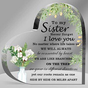sisters gifts from sister, acrylic heart keepsake, birthday gifts for sisters from sisters, meaningful gifts for sisters- keepsake paperweight decorative accessories