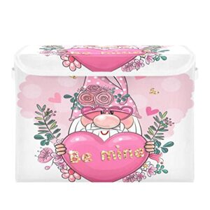 domiking valentine gnome heart large storage bin with lid collapsible shelf baskets box with handles toys organizer for nursery drawer shelves cabinet