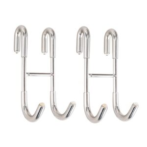 mros 2 pack over shower glass door hooks,304 stainless steel rack hooks,towel hooks for bathroom frameless glass shower door,kitchen and wardrobe hanger,shower squeegee hooks (silver)