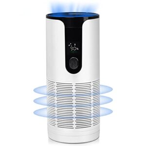 sismel mini air purifier for car,silent rechargeable portable air purifier lonizer with display screen,air purifier with hepa filter,for car,home,and office(white)