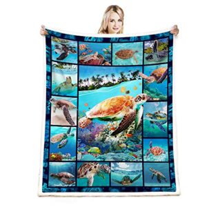 cyrekud turtle blanket,sea turtle gifts for women throw blanket,turtle gifts for turtle lovers,sea turtle ocean animal landscape throw blanket,sofa couch beds sea turtle decor christmas 50" x 60"