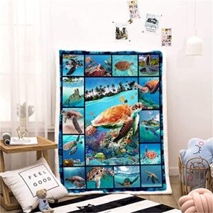 CYREKUD Turtle Blanket,Sea Turtle Gifts for Women Throw Blanket,Turtle Gifts for Turtle Lovers,Sea Turtle Ocean Animal Landscape Throw Blanket,Sofa Couch Beds Sea Turtle Decor Christmas 50" x 60"