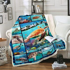 CYREKUD Turtle Blanket,Sea Turtle Gifts for Women Throw Blanket,Turtle Gifts for Turtle Lovers,Sea Turtle Ocean Animal Landscape Throw Blanket,Sofa Couch Beds Sea Turtle Decor Christmas 50" x 60"