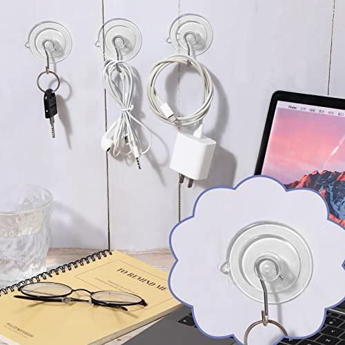 Roowest 60 Pieces Suction Cup Hooks 1.77 Inches 3 lbs Clear PVC Window Suction Cups with Metal Hooks Removable Wall Hooks Hanger for Window Glass Door Kitchen Bathroom Shower Wall Wreaths Tile