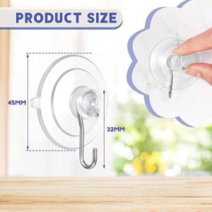 Roowest 60 Pieces Suction Cup Hooks 1.77 Inches 3 lbs Clear PVC Window Suction Cups with Metal Hooks Removable Wall Hooks Hanger for Window Glass Door Kitchen Bathroom Shower Wall Wreaths Tile