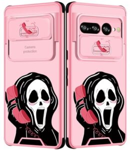 goocrux for google pixel 7 pro case skeleton for women girls cute skull phone cover gothic design aesthetic with slide camera cover funny goth cool cases for pixel 7 pro 5g 6.7 inch