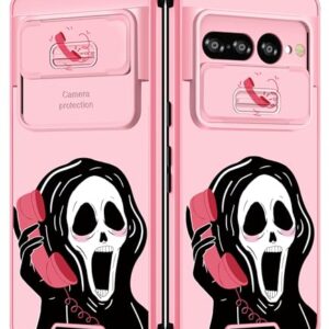 Goocrux for Google Pixel 7 Pro Case Skeleton for Women Girls Cute Skull Phone Cover Gothic Design Aesthetic with Slide Camera Cover Funny Goth Cool Cases for Pixel 7 Pro 5G 6.7 inch