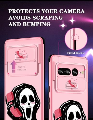 Goocrux for Google Pixel 7 Pro Case Skeleton for Women Girls Cute Skull Phone Cover Gothic Design Aesthetic with Slide Camera Cover Funny Goth Cool Cases for Pixel 7 Pro 5G 6.7 inch