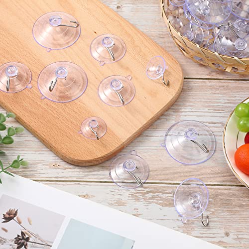 Roowest 60 Pcs Suction Cup Hooks Window Suction Cups with Hooks Clear Removable Wall Hooks Suction Cup Hangers for Glass Window Door Wall Mirror Wreath Loofah Tile, 12 Large, 24 Medium, 24 Small