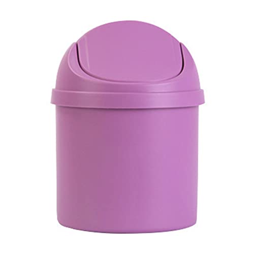 Small Bin, Mini Desk Bin PP Compact Intimate Desktop Bin with Lid Design for Home Kitchen Desk Bedroom(Purple)