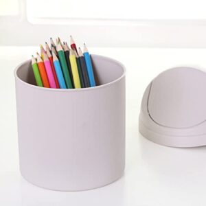 Small Bin, Mini Desk Bin PP Compact Intimate Desktop Bin with Lid Design for Home Kitchen Desk Bedroom(Purple)