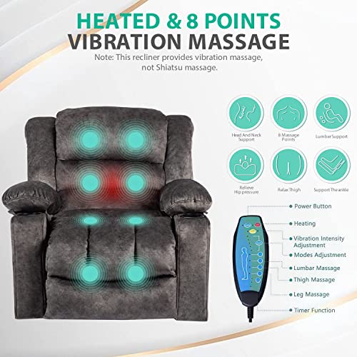 HOMYEDAMIC Recliner Chair Massage Rocker with Heated Modern Ergonomic Lounge 360 Degree Swivel Single Sofa Seat Living Room Lounge Recliners on Clearance Memory Sponge Filling