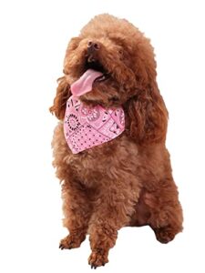 milumia pet floral print dog bandana adjustable buckle dogs scarf pet accessories pink medium