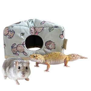 handmade waterproof reptile gecko hideout tunnel cave hideaway for leopard gecko hide accessory hamster sugar glider rat hide house habitat-light blue