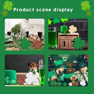 9 Pcs St Patrick's Day Wooden Table Decor Centerpiece Block Shamrock Shape Irish Patty's Tiered Tray Tabletop Sign Decor for Office Dining Room Mantle Home Wood Saint Patrick Party Supplies