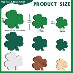 9 Pcs St Patrick's Day Wooden Table Decor Centerpiece Block Shamrock Shape Irish Patty's Tiered Tray Tabletop Sign Decor for Office Dining Room Mantle Home Wood Saint Patrick Party Supplies