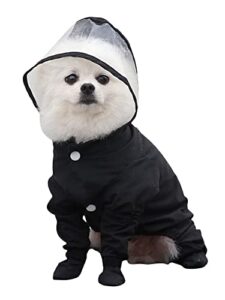 milumia pet raincoat transparent hood waterproof rain jacket poncho for small medium dogs black medium