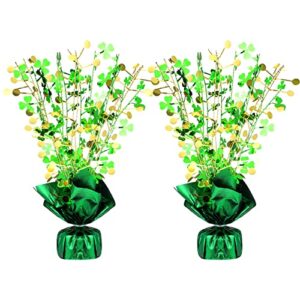 2 pcs st. patrick's day shamrock spray centerpieces green and gold foil shamrock tabletop party decor for st patrick's day home classroom party table accessory
