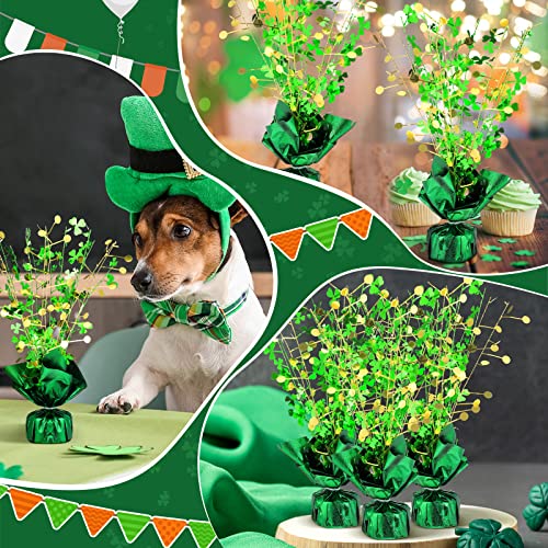 2 Pcs St. Patrick's Day Shamrock Spray Centerpieces Green and Gold Foil Shamrock Tabletop Party Decor for St Patrick's Day Home Classroom Party Table Accessory