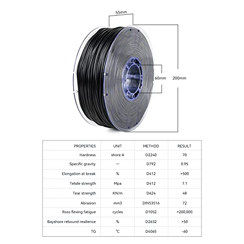 FAYYA 3D Printer Filament 2.85mm Diameter Flexible Rubber 1KG Spool (2.2lbs) Dimensional Accuracy +/- 0.02mm Consumables Printing Material Supplies Black+White+Blue+Green+Red+Yellow+Brown