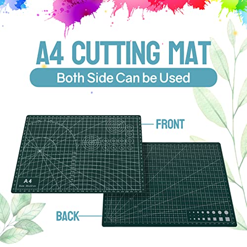 Silicone Painting Mat, Silicone Art Mat for Kids - Silicone Craft Mat with A4 Cutting Mat, Silicone Painting Mat for Kids, Art, Handmade, Crafts, Sewing and Scrapbooking (Rain Blue Green)