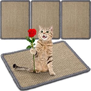 4 pieces cat scratch mat sisal cat scratcher pad for indoor cat horizontal cat scratcher cat scratch furniture protector for cat grinding claws protecting furniture 15.7 x 12 inch (tea color)