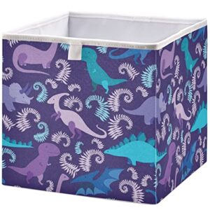 visesunny rectangular shelf basket blue and purple dinosaur animal clothing storage bins closet bin with handles foldable rectangle storage baskets fabric containers boxes for clothes,books,toys,shelv