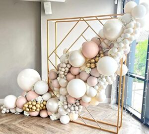 berichest double-stuffed dusty pink and pearl ivory white balloon garland arch kit, metallic golden balloons for baby shower birthday bridal engagement anniversary party backdrop decoration