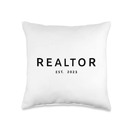 Realtor & Real Estate Agent Gifts by Art Like Wow Realtor Est. 2023 Agent Real Estate Broker Throw Pillow, 16x16, Multicolor