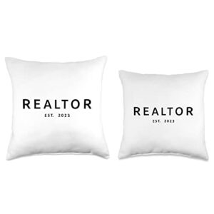 Realtor & Real Estate Agent Gifts by Art Like Wow Realtor Est. 2023 Agent Real Estate Broker Throw Pillow, 16x16, Multicolor