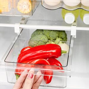 WuuusDay Storage For Fridge Organizer,Pull Out StorageBins,Clear Containers for fridge,Fridge Shelf,Food Container Storage,Adjustable Fridge organizer (Refined storage:1-pack-no divier)