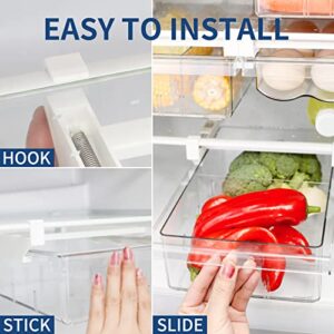 WuuusDay Storage For Fridge Organizer,Pull Out StorageBins,Clear Containers for fridge,Fridge Shelf,Food Container Storage,Adjustable Fridge organizer (Refined storage:1-pack-no divier)