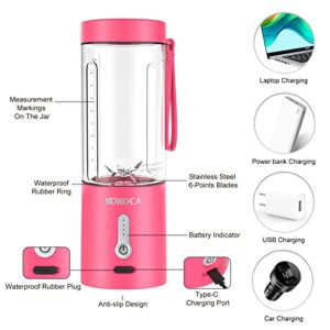 Blend & Jet Portable Blender for Shakes and Smoothies, KOKOCA Personal Travel Blender for Protein with 4000mAh USB Rechargeable Battery, Crush Ice, Frozen Fruit and Drinks, 18 oz Mini Cup