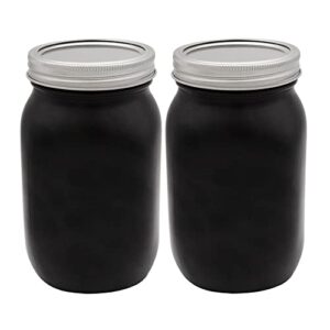 darware farmhouse black mason jars (set of 2); home decor and storage wide mouth decorative wide mouth mason jars, black-painted