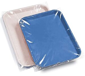pruvade dental plastic tray sleeves | box of 500 | disposable clear tattoo and dental tray covers | made of clear plastic, barrier between tray and instruments - ritter size b | medium - 10.5” x 14”